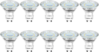 Lepro GU10 LED Lampe, 4W 325 Lumen LED Leuchtmittel ersetzt 50W Halogenlampen, 5000 Kelvin Kaltweiss, 110°Strahlwinkel Reflektorlampen, 10 Stück