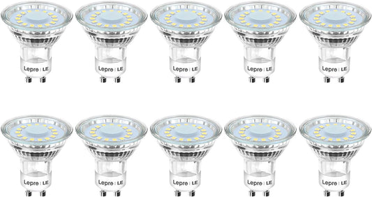 Lepro GU10 LED Lampe, 4W 325 Lumen LED Leuchtmittel ersetzt 50W Halogenlampen, 5000 Kelvin Kaltweiss, 110°Strahlwinkel Reflektorlampen, 10 Stück