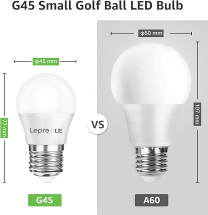 Lepro E27 LED Warmweiss Glühbirne, 2.5 Watt G45 LED Lampe E27, ersetzt 25W Halogenlampe, 250 Lumen Leuchtmittel, 2700 Kelvin Warmweiß, 180° Abstrahlwinkel Energiesparlampe, 5 Stück