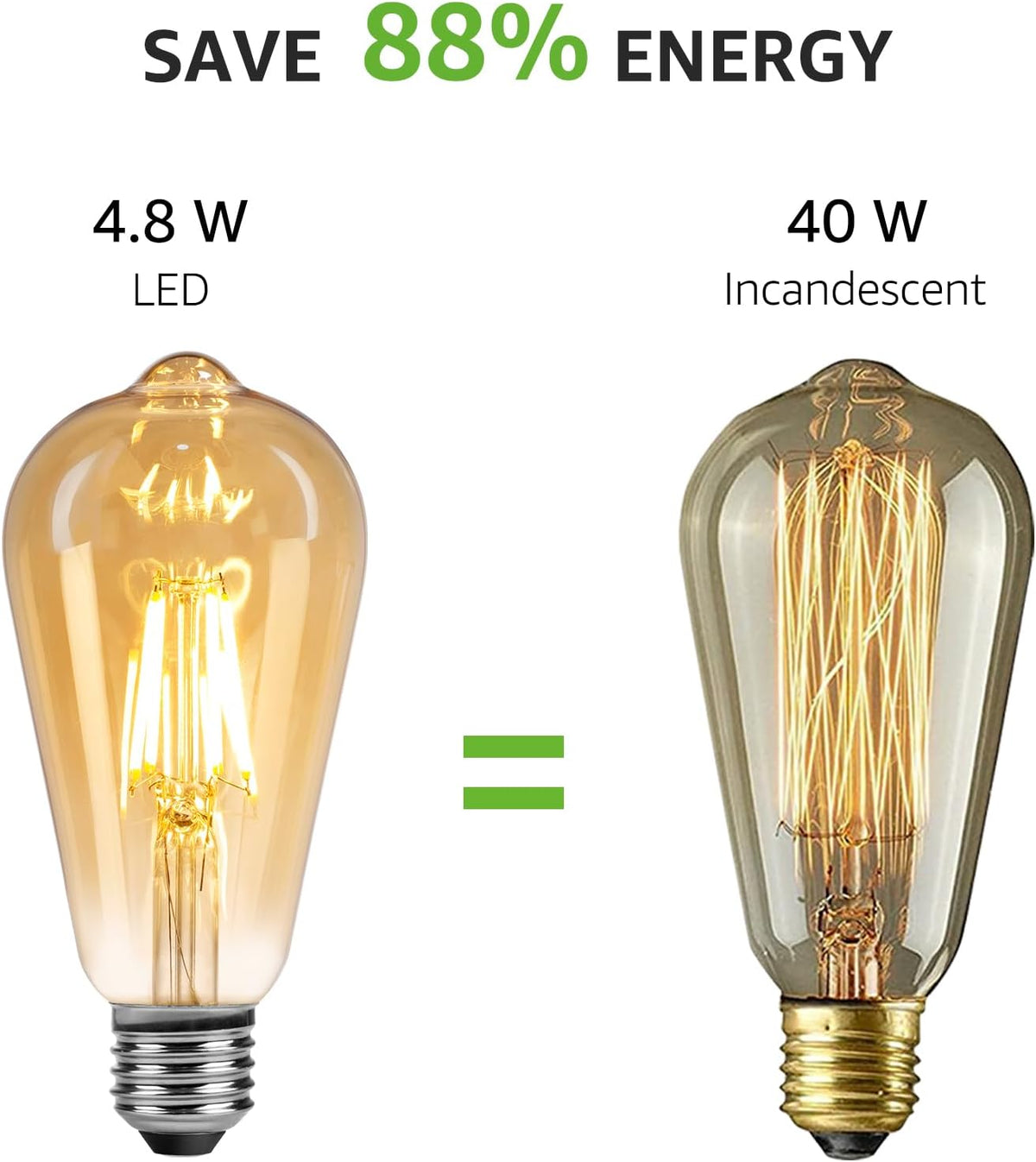 Lepro E27 LED Vintage Glühbirne, 4.8Watt 470 Lumen Birne, Ersetzt 40W – Lepro DE