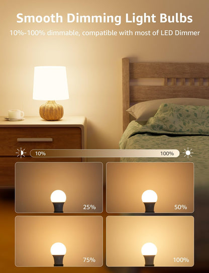 Lepro E27 LED Warmweiss Dimmbar Glühbirne, 8.5 Watt 806 Lumen Leuchtmittel, ersetzt 60W Halogenlampe, 2700K Warmweiß, A60 LED Birne Lampe, 180°Abstrahlwinkel, Energiesparlampe, 6 Stück