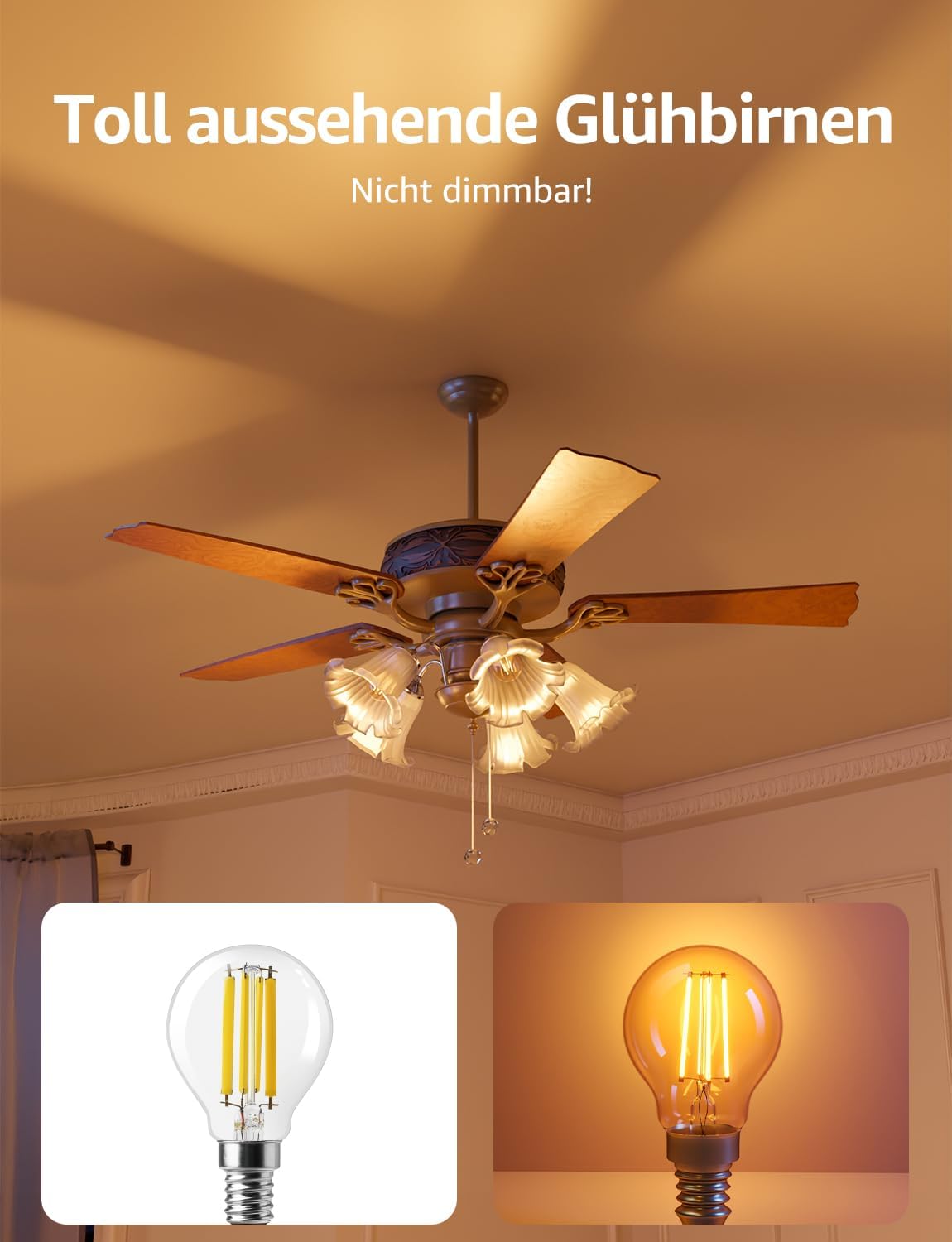 Lepro Energieklasse A E14 LED warmweiss Lampe 2.2W 470 Lumen P45 2700K Warmweiß LED Glühbirne,entspricht 40W Glühlampe,300° Abstrahlwinkel Nicht Dimmbar Energiesparlampe, 4er-Pack