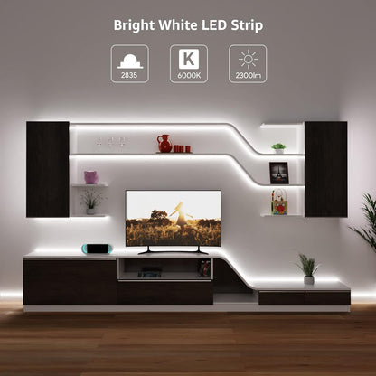 Lepro LED Strip Kaltweiß, 10M(5M*2) LED Streifen 12V Selbstklebend, Band jeder mit 300 Stück 2835 LEDs 2300 Lumen, 6000K Dimmbar Leiste, Kaltweiss DIY Lichtband für Innen Heim Deko, kein Netzteil