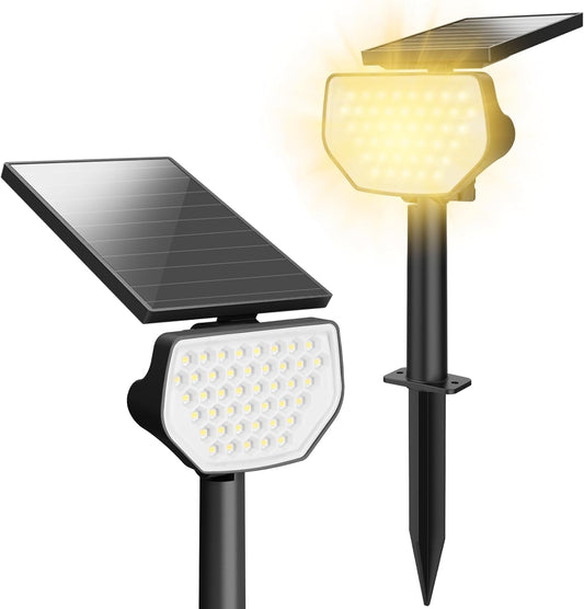 Lepro Solarlampen für Außen Garten, IP65 Solar Gartenleuchten mit Drehbaren Solar Panel, 2-in-1 Solarleuchten mit 2 Beleuchtungsmodi, 43LED Solar Strahler Wegeleuchten Aussen, 2 Stück, Warmweiß