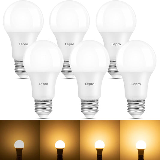 Lepro E27 LED Warmweiss Dimmbar Glühbirne, 8.5 Watt 806 Lumen Leuchtmittel, ersetzt 60W Halogenlampe, 2700K Warmweiß, A60 LED Birne Lampe, 180°Abstrahlwinkel, Energiesparlampe, 6 Stück