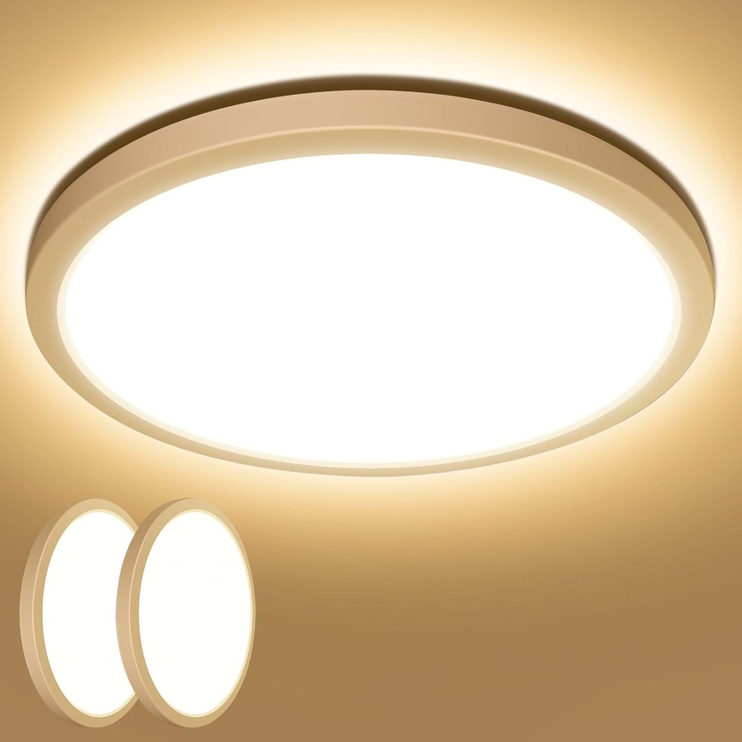 Lepro Deckenlampe 18W, IP44 Wasserfest Deckenleuchte，3000K 1800LM Badezimmer Lampe, Warmweiß Deckenleuchte Badezimmer, ideal Badezimmerlampe Decke für Bad Schlafzimmer Flur Wohnzimmer, Ø22cm, 2 Stücke