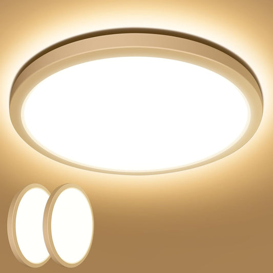 Lepro Deckenlampe 18W, IP44 Wasserfest Deckenleuchte，3000K 1800LM Badezimmer Lampe, Warmweiß Deckenleuchte Badezimmer, ideal Badezimmerlampe Decke für Bad Schlafzimmer Flur Wohnzimmer, Ø22cm, 2 Stücke