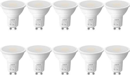 Lepro GU10 LED Kaltwei? Lampe 4.5W, 6500K, 345 Lumen, Ersetzt 50W Lampen, Nicht Dimmbar, 100¡ã Abstrahlwinkel, LED GU10 Kalweiss Reflektor Leuchtmittel, 10er Pack