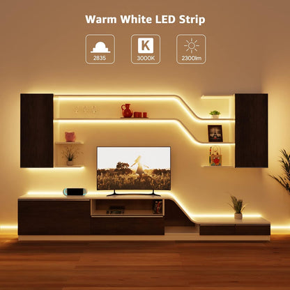 Lepro LED Strip Warmweiss, 10M(5M*2) LED Streifen 12V Selbstklebend, Band jeder mit 300 Stück 2835 LEDs 2300 Lumen, 3000K Warmweiß Dimmbar Leiste, DIY Lichtband für Innen Heim Deko, Kein Netzteil