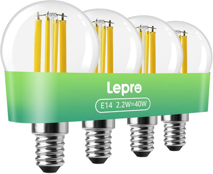 Lepro Energieklasse A E14 LED warmweiss Lampe 2.2W 470 Lumen P45 2700K Warmweiß LED Glühbirne,entspricht 40W Glühlampe,300° Abstrahlwinkel Nicht Dimmbar Energiesparlampe, 4er-Pack