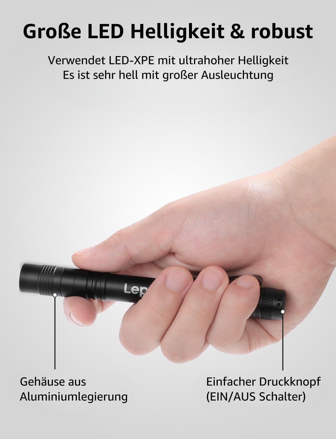 Lepro Taschenlampe, Mini LED Taschenlampe, IPX4 Wasserdicht Stiftlampe, 3 Modi Handheld Taschenlampe Klein, Stift Lampe perfekt für Inspektion, Arbeit, Reparatur (2 Stück)