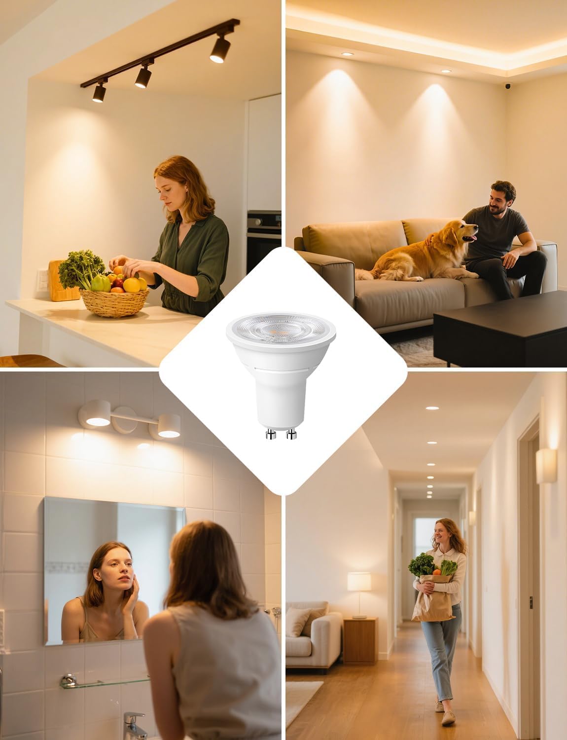Lepro GU10 LED Warmweiss 2W Lampe, 2700K Warmweiß, 360 Lumen, 38° Abstrahlwinkel, Nicht dimmbar Reflektorlampe, Energiesparendes GU10 LED Leuchtmittel für Wohnzimmer, Küche, Schlafzimmer,4 Stück