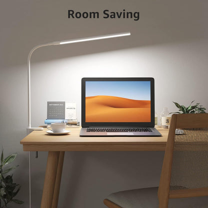 Lepro LED Schreibtischlampe Klemmbar, Tischlampe Architektenlampe mit Schwenkarm, Augenschutz Klemmleuchte USB, 3 Farben & 10 Helligkeitsstufen Dimmbar Tischleuchte für Büro, Weiß