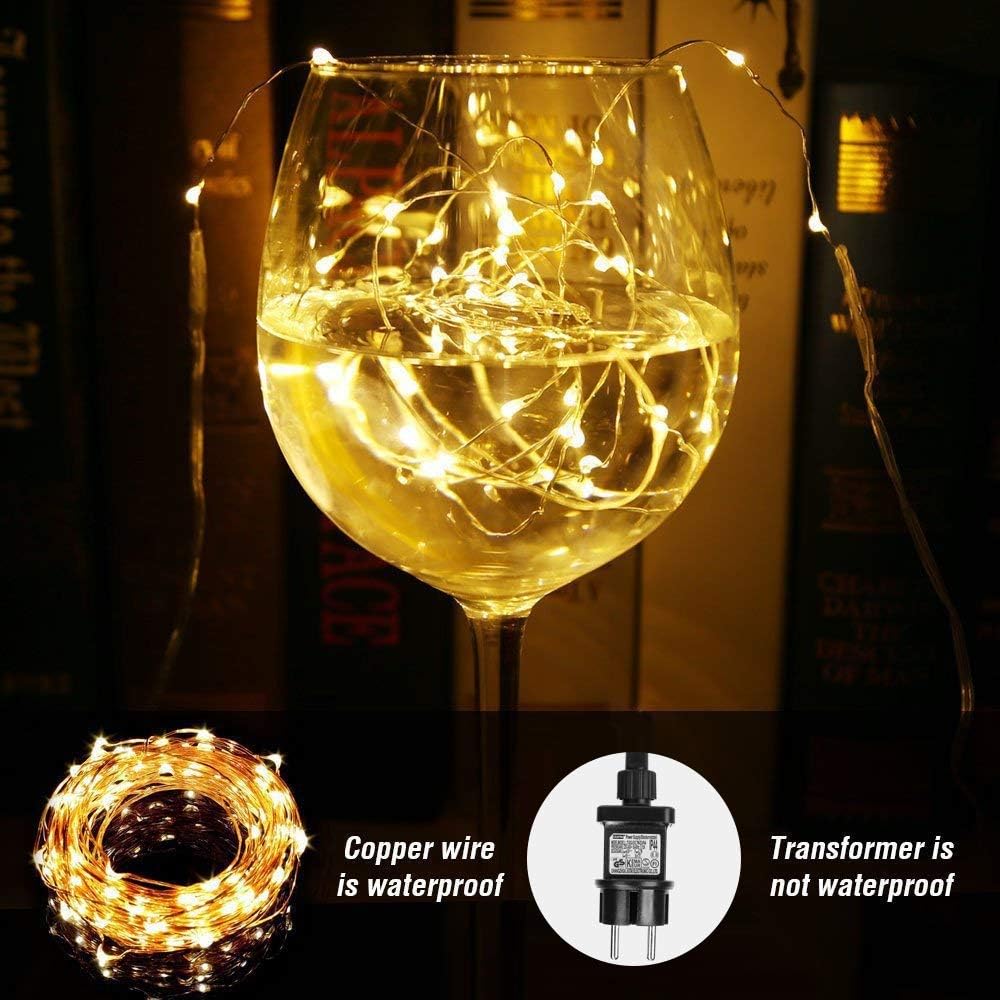 LE 20M LED Lichterkette, Drahtlichterketten 200 LEDs, Wasserdicht IP65, Strombetrieben mit Schalter, ideal f¨¹r Weihnachtsbeleuchtung, Balkon, au?en Deko innen Party usw. Warmwei?
