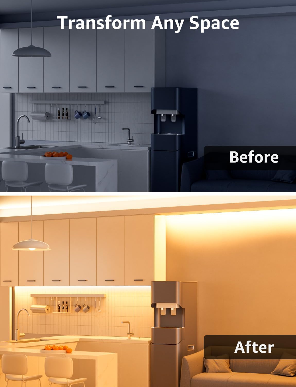 Lepro LED Strip 10M Warmweiss, LED Streifen Warmweiß 3000K Dimmbar, 2835 LED Band Selbstklebend 420 LEDs, Superhell LED Lichtband Leiste mit Netzteil, Lichterkette Kette für Innen Küche Heim Deko