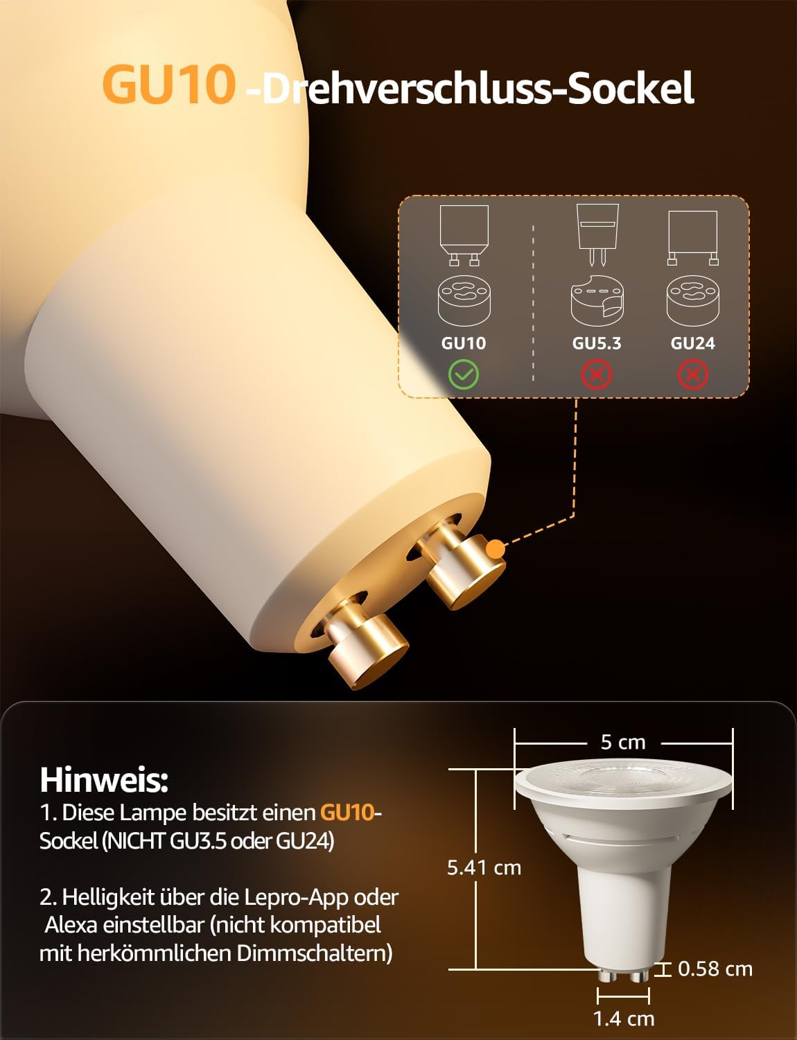 Lepro BG1 Smarte AI GU10 LED Lampe - RGBCW Farbwechsel & Dimmbar, Musik-Sync, Sprachsteuerung WLAN Alexa Glühbirne, Kompatibel mit Alexa & Google Assistant