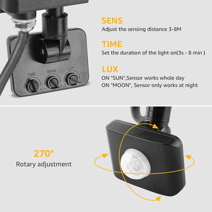 Lepro 10W LED Strahler mit Bewegungsmelder Außen, 850LM Außenstrahler 5000K Kaltweiß Superhell Scheinwerfer, Ideale Aussenleuchte für Garten, Innenhöfe, Garage, Haus, Hotel