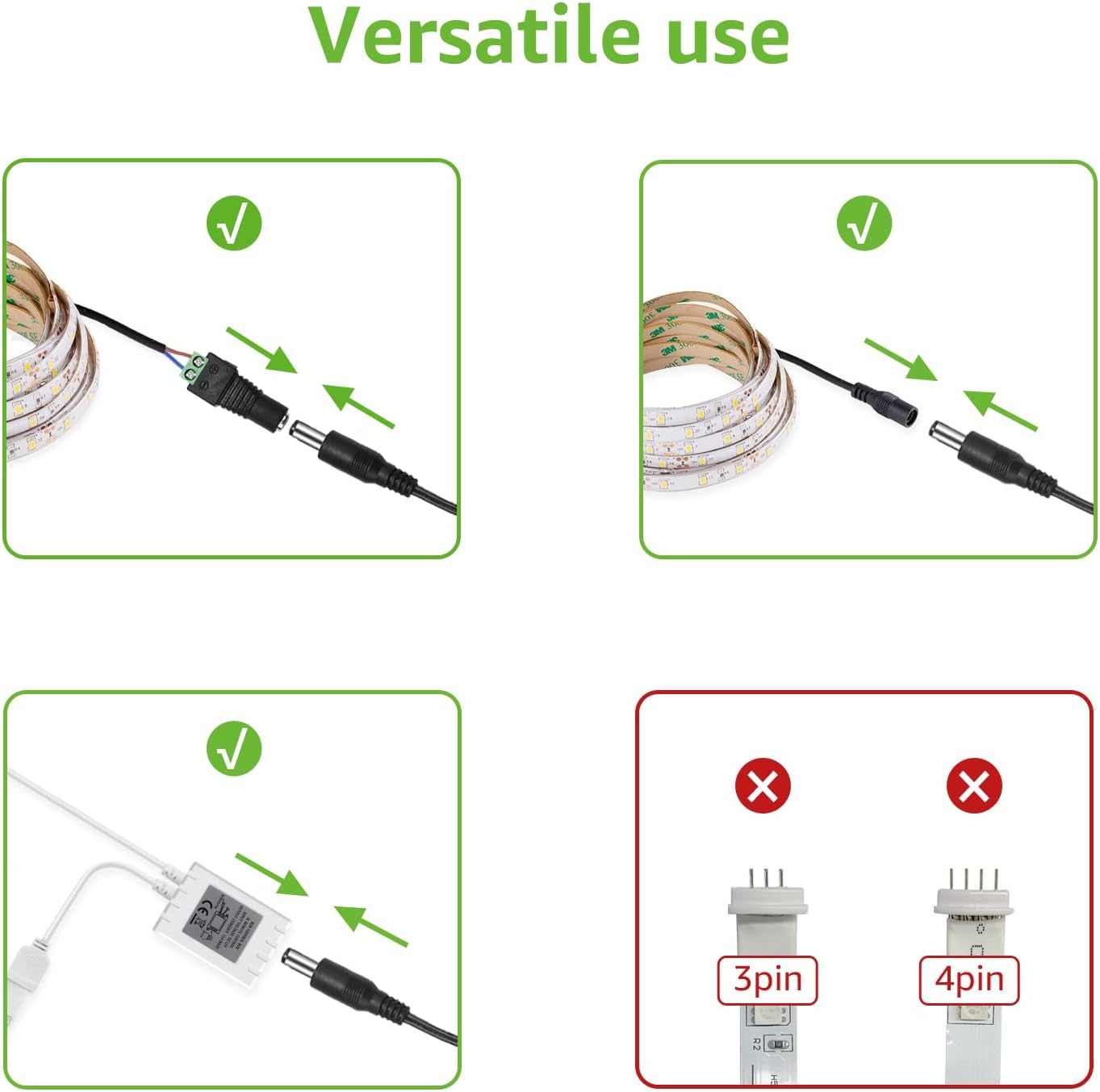 LE LED Trafo 12V Netzteil DC, LED Strip EU Stecker 12 Volt 2A Adapter Power Supply für SMD 3528/5050 LED Streifen, AC 100-240 Netzadapter, 24W Maximal Steckernetzteil, Transformator Strom für Band