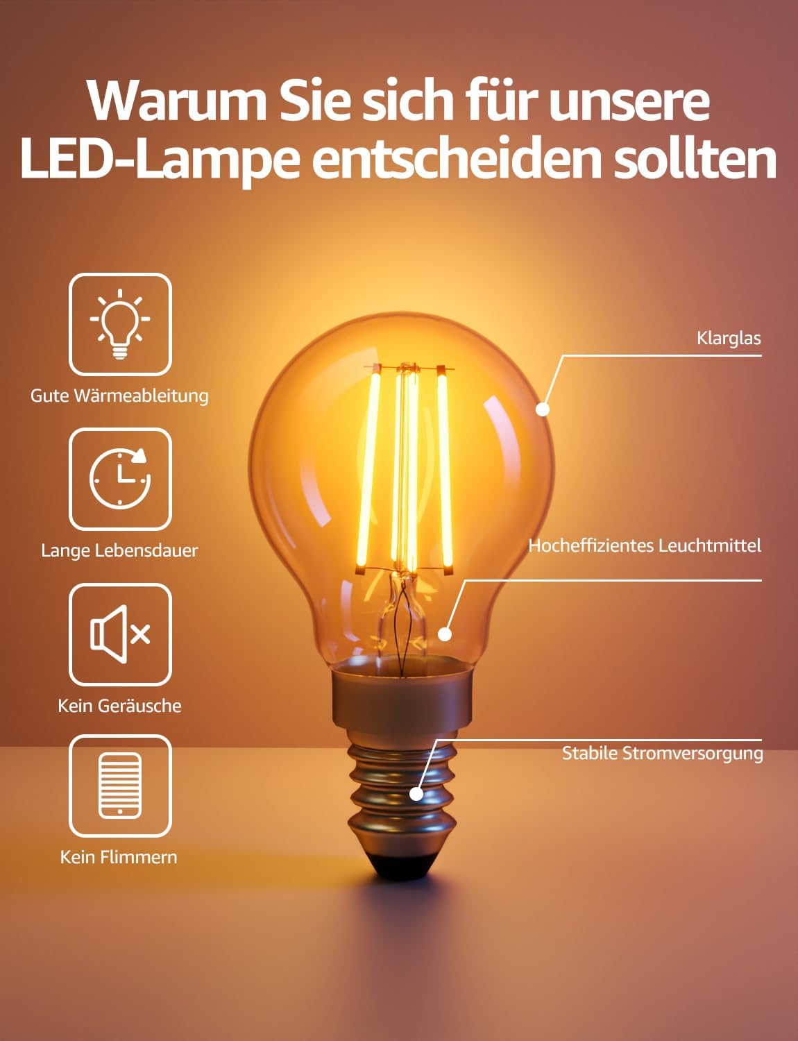 Lepro Energieklasse A E14 LED warmweiss Lampe 2.2W 470 Lumen P45 2700K Warmweiß LED Glühbirne,entspricht 40W Glühlampe,300° Abstrahlwinkel Nicht Dimmbar Energiesparlampe, 4er-Pack