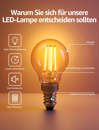 Lepro Energieklasse A E14 LED warmweiss Lampe 2.2W 470 Lumen P45 2700K Warmweiß LED Glühbirne,entspricht 40W Glühlampe,300° Abstrahlwinkel Nicht Dimmbar Energiesparlampe, 4er-Pack