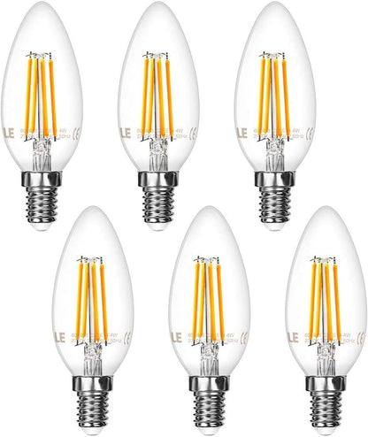 LE E14 LED Warmweiss, Gl¨¹hbirne E14, 4.9W 470 Lumen, ersetzt 40W Birne, 2700 Kelvin Warmwei? VintageGl¨¹hlampe, 6er Pack, 300¡ã Leuchtmittel, Kerzenleuchten