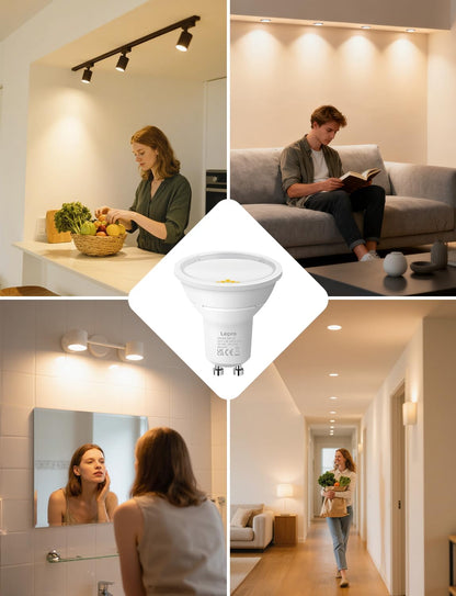 Lepro Energieklasse A GU10 LED Warmweiss Lampe, 3.3W 2700K Warmwei? 590 lm, Nicht Dimmbar, 100¡ã Abstrahlwinkel, Energiesparendes GU 10 LED Leuchtmittel f¨¹r Flur, Wohnzimmer, Schlafzimmer, 5 St¨¹ck