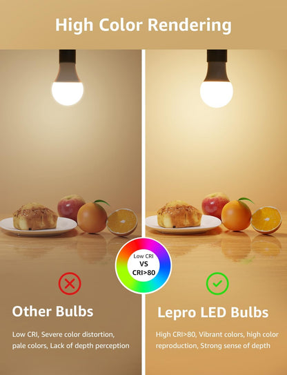 Lepro E27 LED Warmweiss Dimmbar Glühbirne, 8.5 Watt 806 Lumen Leuchtmittel, ersetzt 60W Halogenlampe, 2700K Warmweiß, A60 LED Birne Lampe, 180°Abstrahlwinkel, Energiesparlampe, 6 Stück
