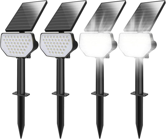 Lepro Solarlampen für Außen Garten, IP65 Solarleuchten mit Drehbaren Solar Panel, 2-in-1 Solar Strahler Außen mit 2 Beleuchtungsmodi, Solar Wegeleuchten für Gärten, Eingang, Garage, 4 Stück Warmweiß