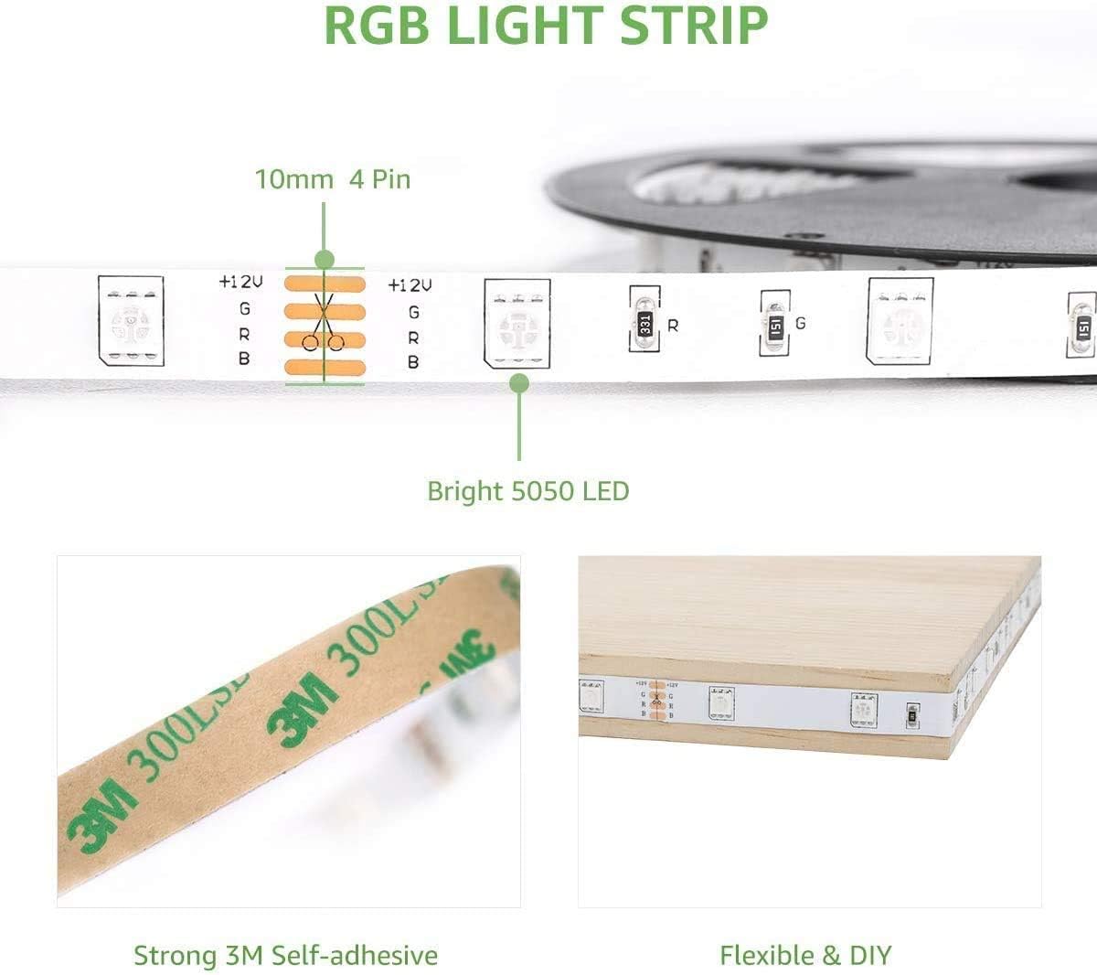 LE LED Strip 20M(2x10M), RGB LED Streifen Band, 5050 SMD 600 LEDs Stripes für Weihnachten, 12V Selbstklebend Lichtband mit Fernbedienung, Flexibel LED Leiste, Lichterkette für Haus, Party, Bar, TV