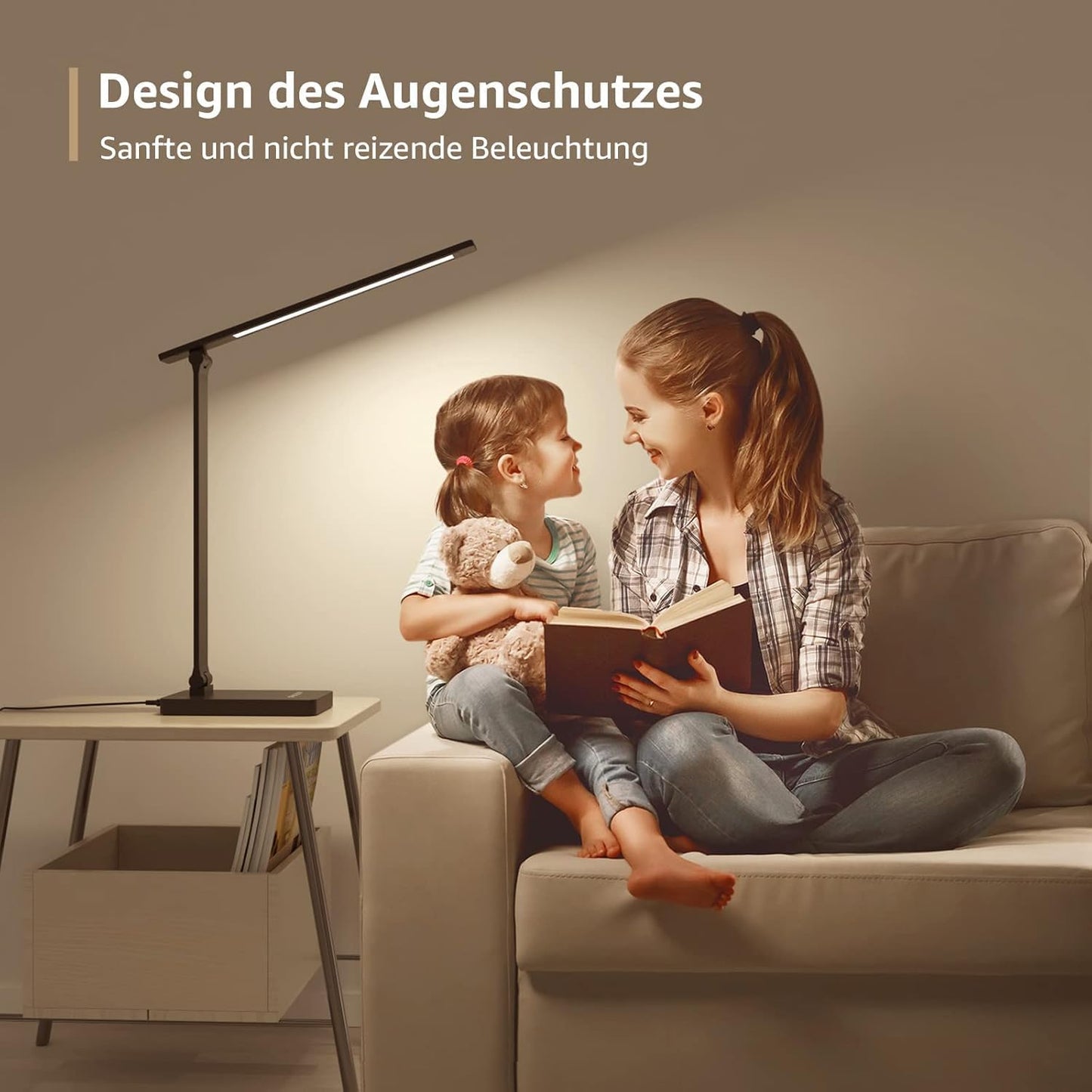 Lepro Schreibtischlampe, LED Tischlampe Dimmbar, Nachttischlampe 750LM 3 Farben und 5 Helligkeitsstufen, Tageslichtlampe, Tischleuchte, Schreibtisch Lampe für Kinder, Büro, Kunststoff, Schwarz