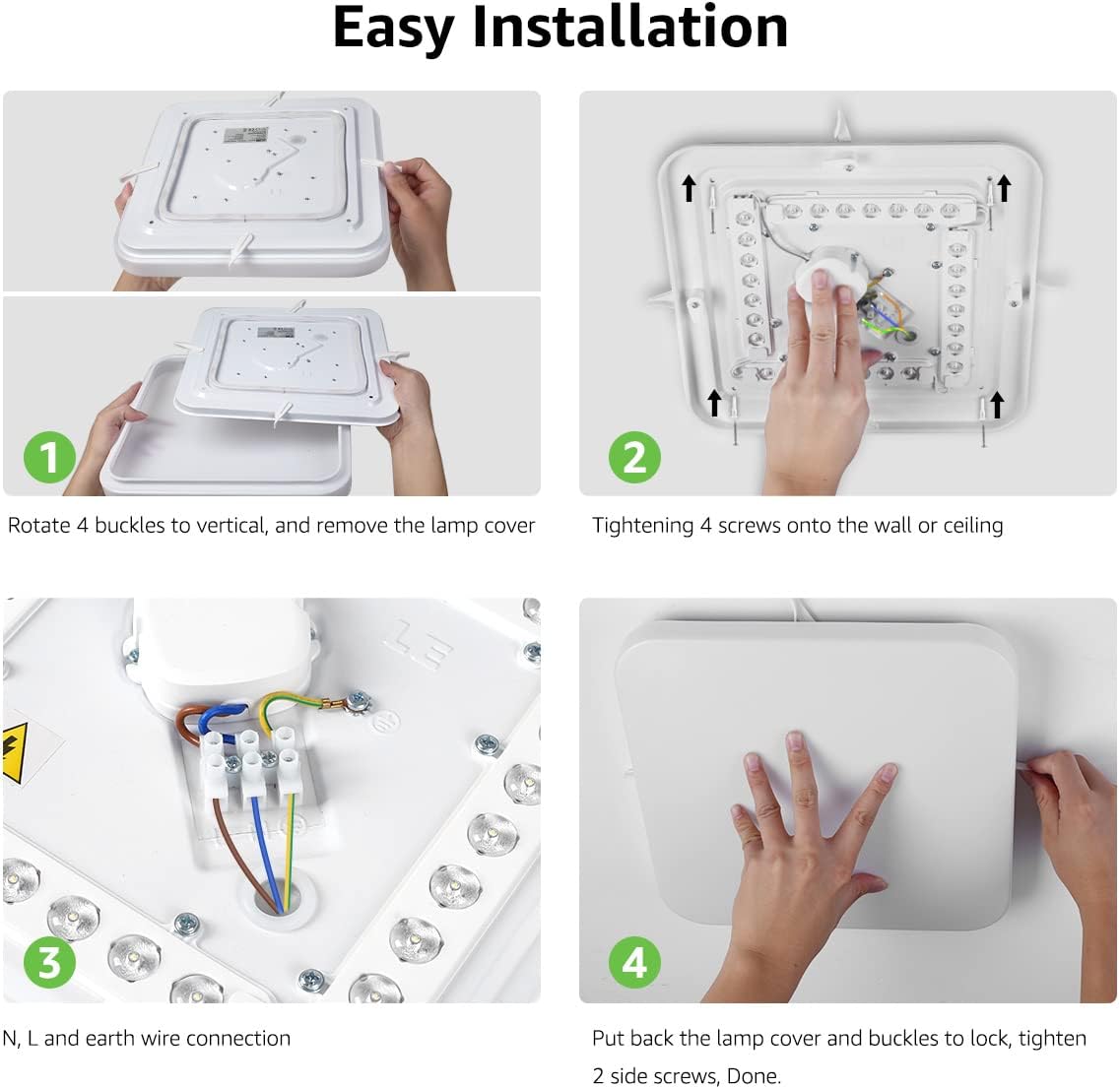 Lepro 24W LED Deckenlampe, IP44 Badezimmerlampe, 2400LM Deckenleuchte Bad Licht für Flur, Küche, Balkon, Korridor, Schlafzimmer, LED Lampe Badlampe Deck, 5000K Kaltweiß, Ø23cm