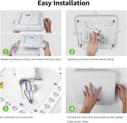 Lepro 24W LED Deckenlampe, IP44 Badezimmerlampe, 2400LM Deckenleuchte Bad Licht für Flur, Küche, Balkon, Korridor, Schlafzimmer, LED Lampe Badlampe Deck, 5000K Kaltweiß, Ø23cm