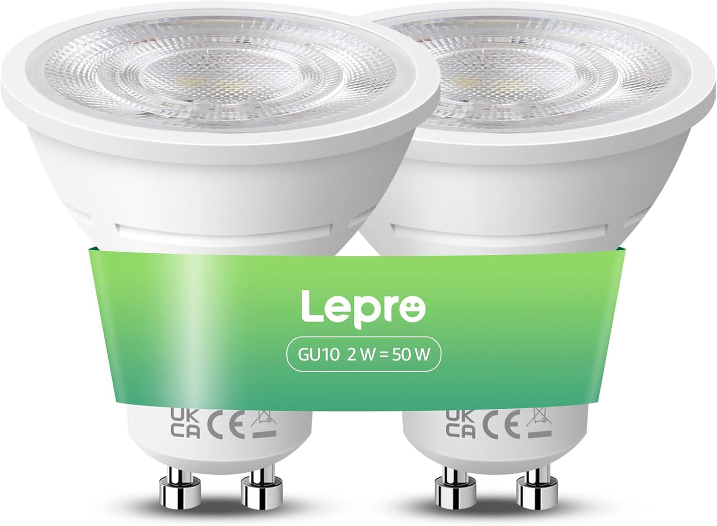 Lepro GU10 LED Neutralweiß 2W Lampe, 4000K, 360 Lumen, 38° Abstrahlwinkel, Nicht dimmbar Reflektorlampe, Energiesparendes GU10 LED Leuchtmittel für Wohnzimmer, Küche, Schlafzimmer, 2 Stück