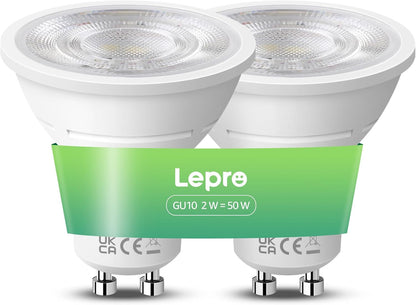 Lepro GU10 LED Neutralweiß 2W Lampe, 4000K, 360 Lumen, 38° Abstrahlwinkel, Nicht dimmbar Reflektorlampe, Energiesparendes GU10 LED Leuchtmittel für Wohnzimmer, Küche, Schlafzimmer, 2 Stück