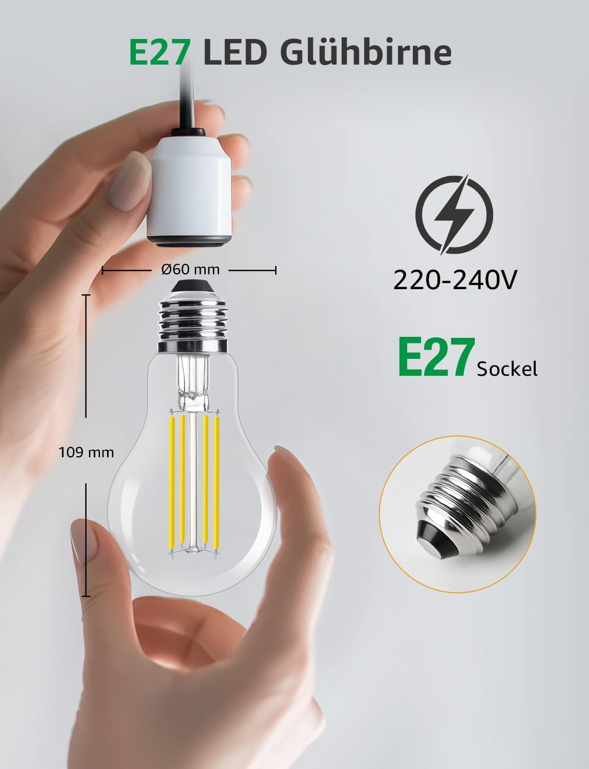 Lepro Energieklasse A E27 LED Warmweiss, 3.8W 806 Lumen Glühbirne E27, Nicht Dimmbar, A60 Led Birne, 2700 Kelvin Warmweiß, 300° Abstrahlwinkel Energiesparlampe, ersetzt 60W Leuchtmittel, 4 Stück