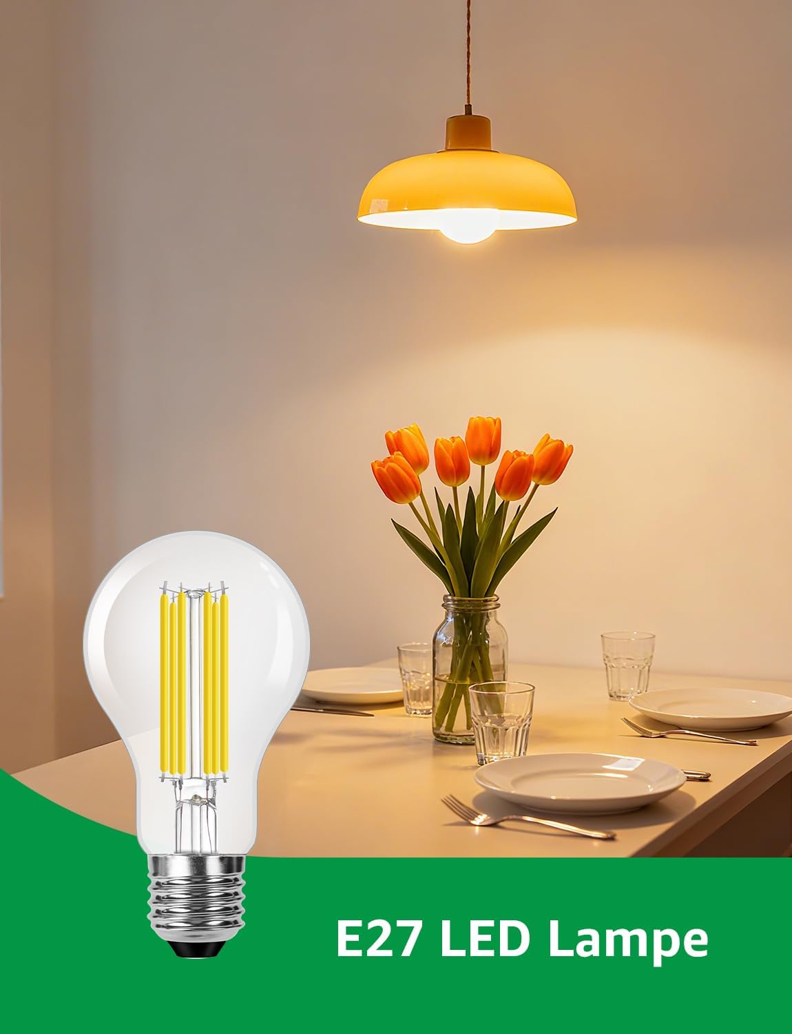 Lepro Energieklasse A E27 LED Warmweiss, 7.2W 1521 Lumen Glühbirne E27, Nicht Dimmbar, A60 Led Birne, 2700 Kelvin Warmweiß, 300° Abstrahlwinkel Energiesparlampe, ersetzt 100W Leuchtmittel, 2 Stück