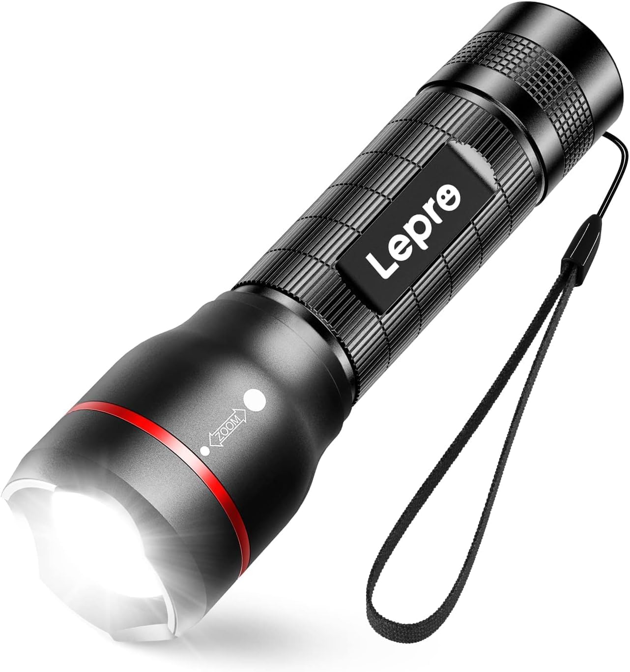 Lepro LED Taschenlampe, LE2000 Extrem Hell Klein Taschenlampen Batteriebetrieben mit 5 Modi, Zoombare Camping Handlampe, wasserdichte praktische Flashlight für Outdoor, Wandern, Angeln, Gassigehen