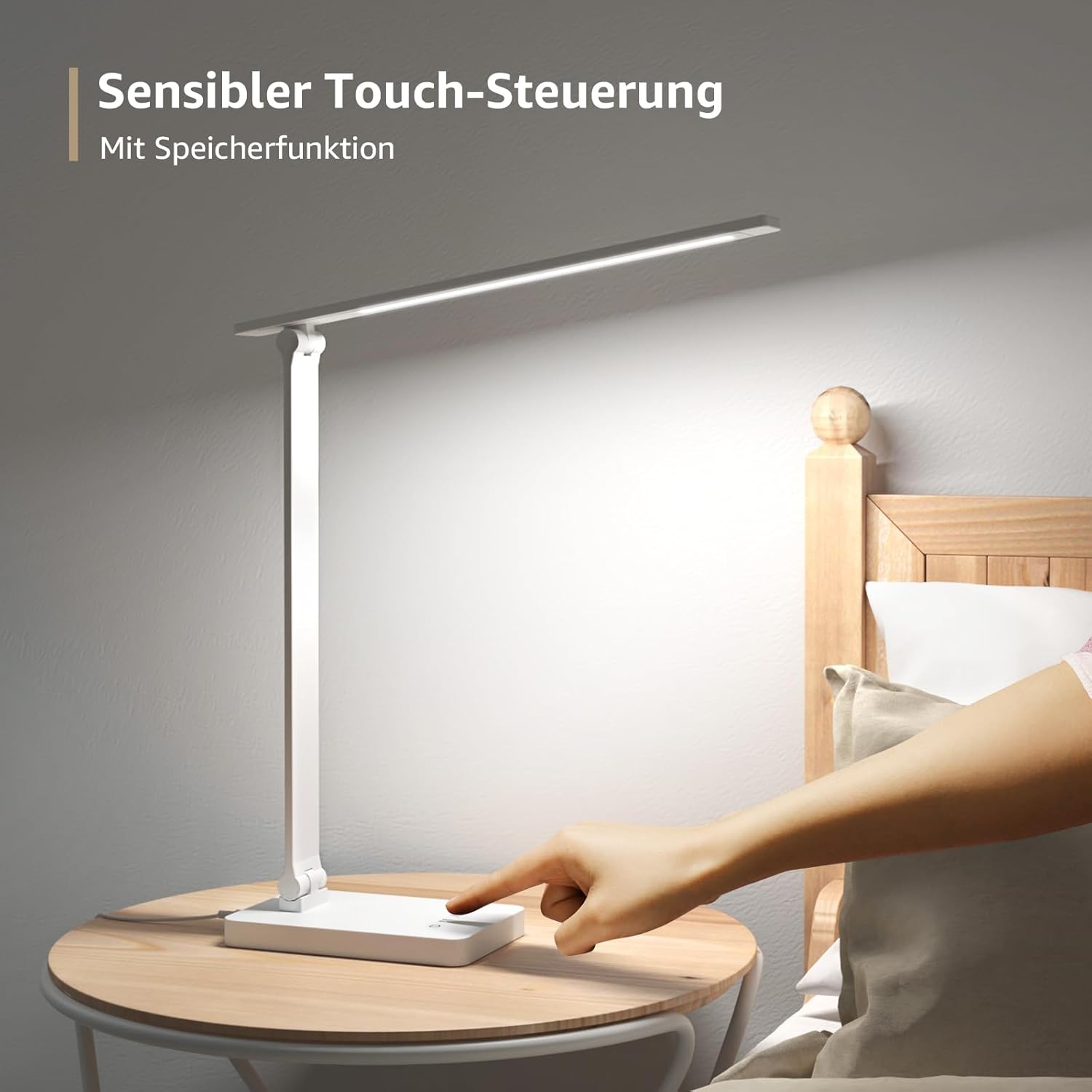 Lepro Schreibtischlampe, LED Tischlampe 15W, 655LM Tischleuchte 3 Farben und 5 Helligkeitsstufen Dimmbar mit USB-Anschluss, Schreibtischleuchte Augenschutz, Leselicht für Zimmer Büro, Weiß