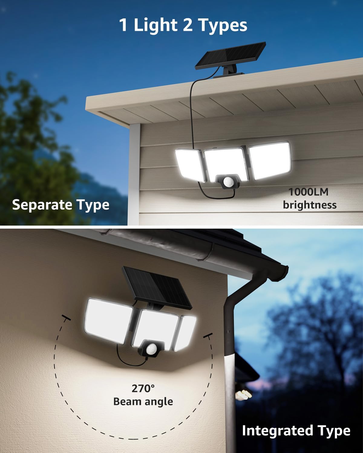 Lepro Solarlampen mit Bewegungsmelder Solar Außenleuchte Led Solar Strahler für Außen, mit Fernbedienung, 2 in 1, Separiert und Integriert, mit 2 Lichtmodi, IP65, für Hof, Garage, Solarleucht