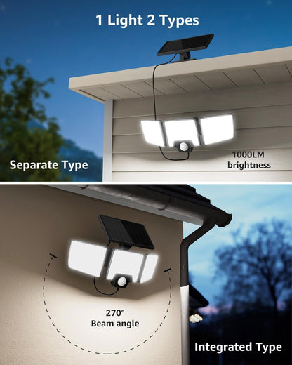 Lepro Solarlampen mit Bewegungsmelder Solar Außenleuchte Led Solar Strahler für Außen, mit Fernbedienung, 2 in 1, Separiert und Integriert, mit 2 Lichtmodi, IP65, für Hof, Garage, Solarleucht
