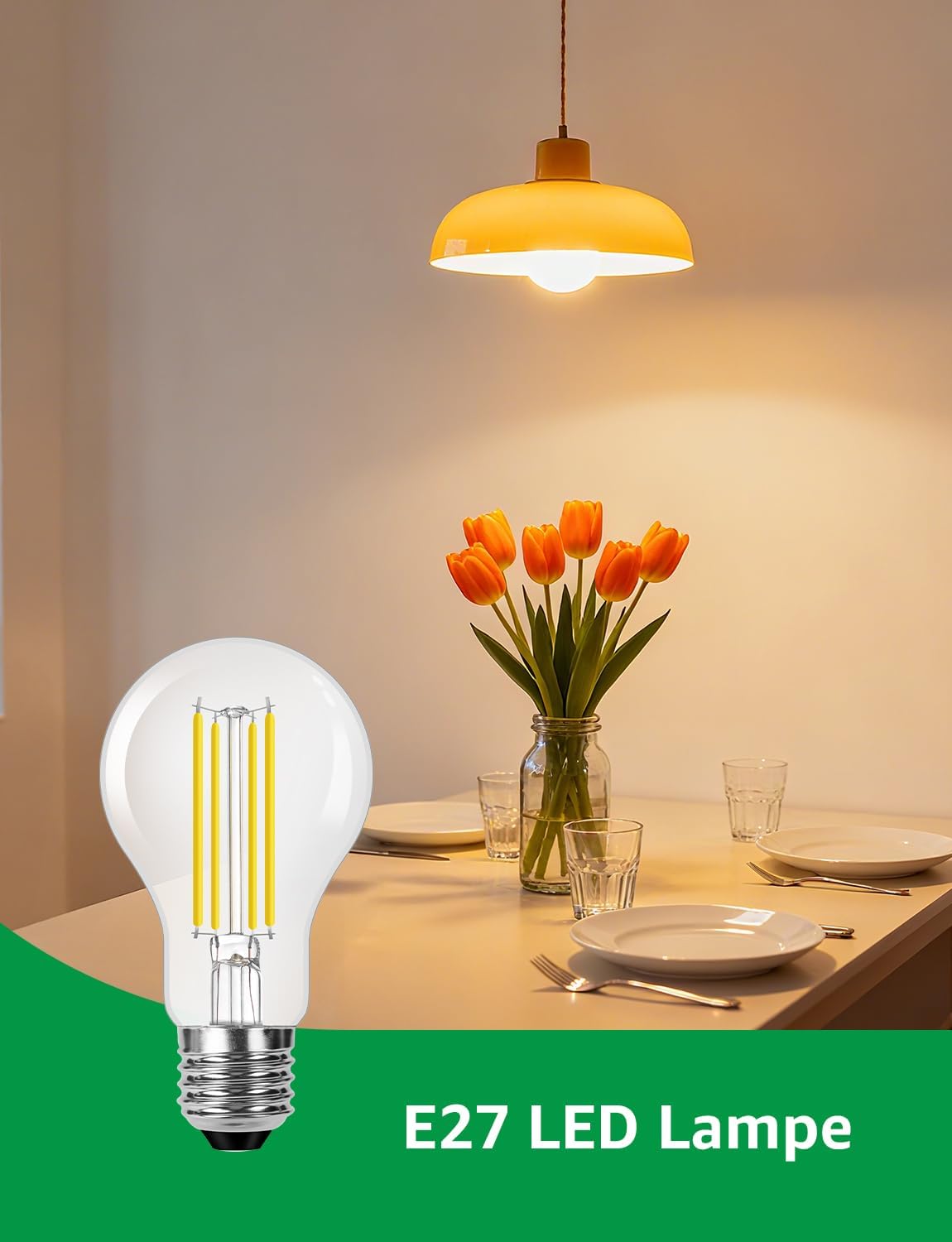 Lepro Energieklasse A E27 LED Warmweiss, 3.8W 806 Lumen Glühbirne E27, Nicht Dimmbar, A60 Led Birne, 2700 Kelvin Warmweiß, 300° Abstrahlwinkel Energiesparlampe, ersetzt 60W Leuchtmittel, 4 Stück