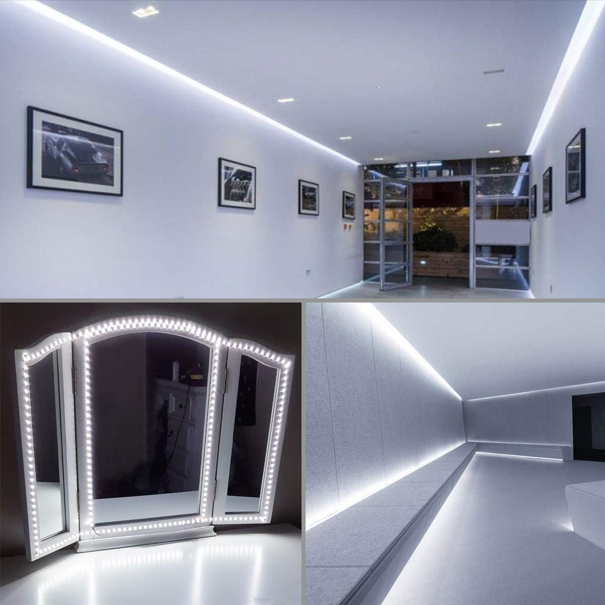 Lepro LED Strip Kaltweiß, 10M(5M*2) LED Streifen 12V Selbstklebend, Band jeder mit 300 Stück 2835 LEDs 2300 Lumen, 6000K Dimmbar Leiste, Kaltweiss DIY Lichtband für Innen Heim Deko, kein Netzteil