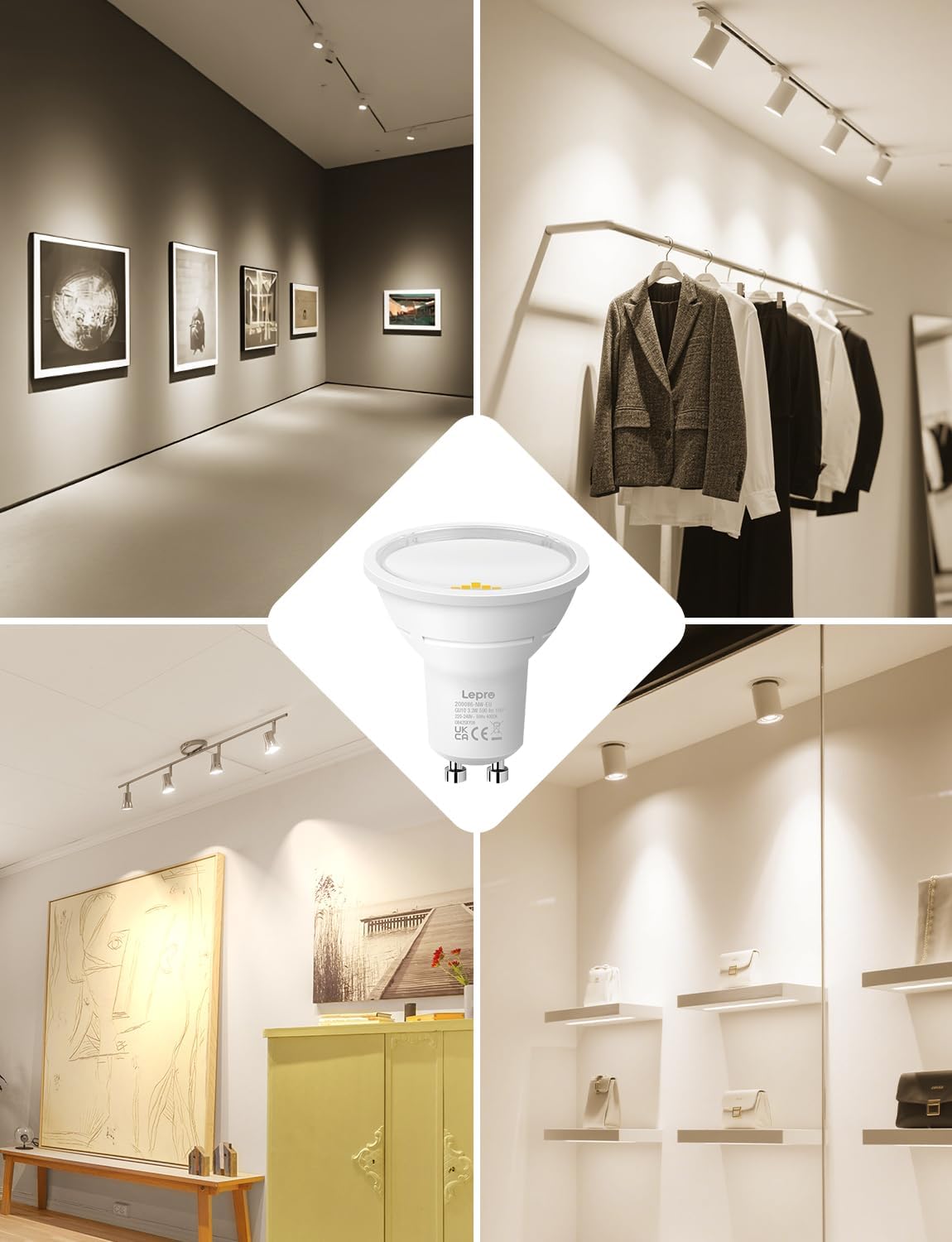 Lepro Energieklasse A GU10 LED Neutralwei? Lampe, 3.3W 4000K 590lm, Nicht Dimmbar Leuchtmittel, Energiesparendes GU 10 LED Spot, 100¡ã Abstrahlwinkel f¨¹r K¨¹che, Badezimmer, Arbeitsfl?che, 5 St¨¹ck
