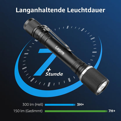 Lepro LED Taschenlampe Klein, Helle Stiftlampe mit Clip, 3 Modi Handlampe, IPX4 Wasserdicht, Robustes Aluminiumgeh?use f¨¹r Camping, Werkstatt, Wandern & Notf?lle, 4x AA Batterien Inklusive (2er-Pack)