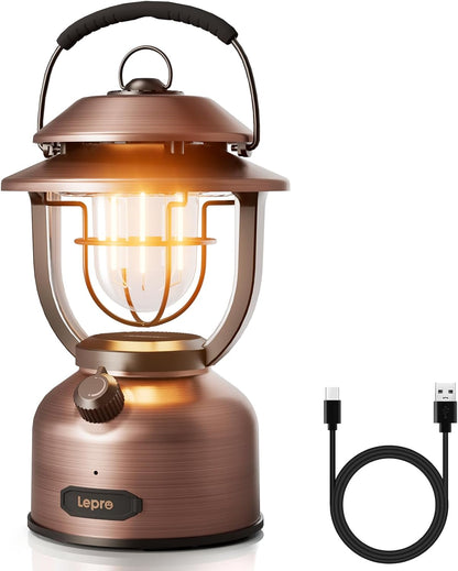 Campinglampe Aufladbar, Lepro Retro Camping lampe 1000 Lumen Dimmbar, – Lepro DE