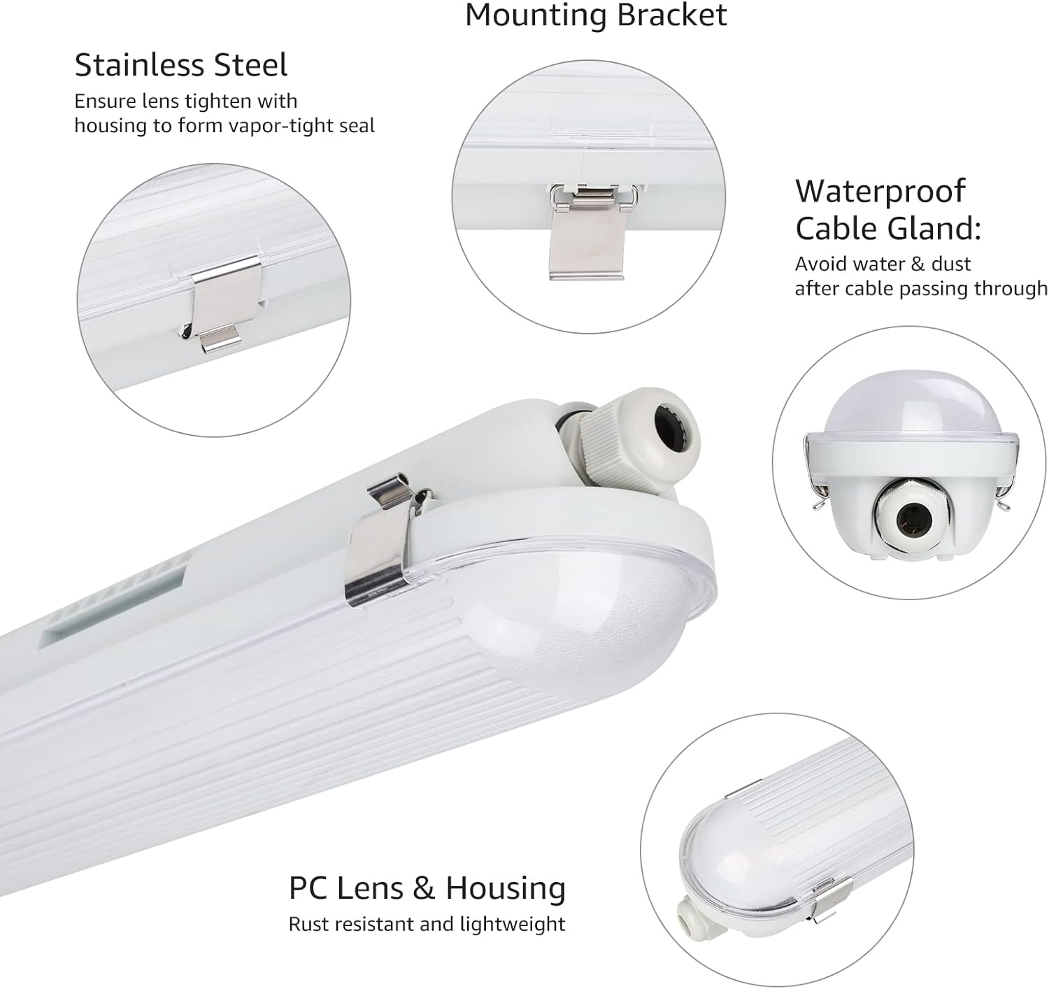 4x LED Feuchtraumleuchte 150cm, 48W 7,200lm Superhell LED Wannenleuchten, LED Feuchtraum Leuchte Neutralweiß 4000K IP65 , Wasserfest Kellerleuchte im Reihenschaltung, Werkstattleuchte, Garage