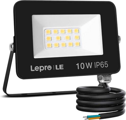 Lepro LED Strahler Außen 10W, LED Fluter 850LM, Superhell LED Außenstrahler, IP65 Wasserdicht LED Fluter, 5000K Kaltweiß Scheinwerfer Flutlicht, Außenlampe für Garten, Innenhöfe, Garage, Hotel, Sportplatz [Energieklasse F]