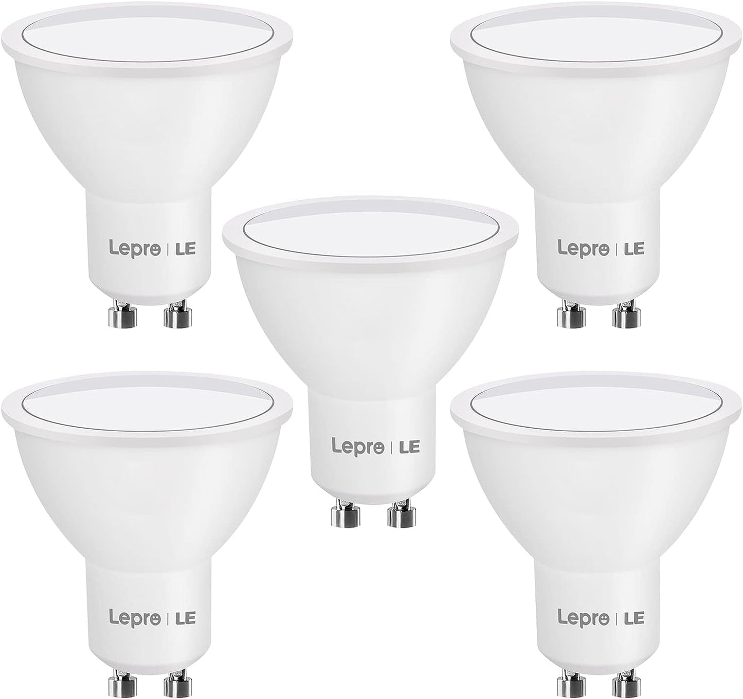 Lepro GU10 LED Kaltweiss, 4W 345 Lumen LED GU10 Kaltweiß, Leuchtmittel 5000 Kelvin Kaltweiss, LED Lampe GU10 Nicht Dimmbar, 5er Pack