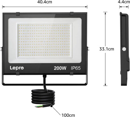 LED Strahler Außen, 200W LED Fluter Superhell Außenstrahler 24000LM, IP65 Wasserdicht 6500K Scheinwerfer Flutlicht mit 2835 SMD LEDs, Außenlampe für Garten, Innenhöfe, Garage, Hotel, Sportplatz