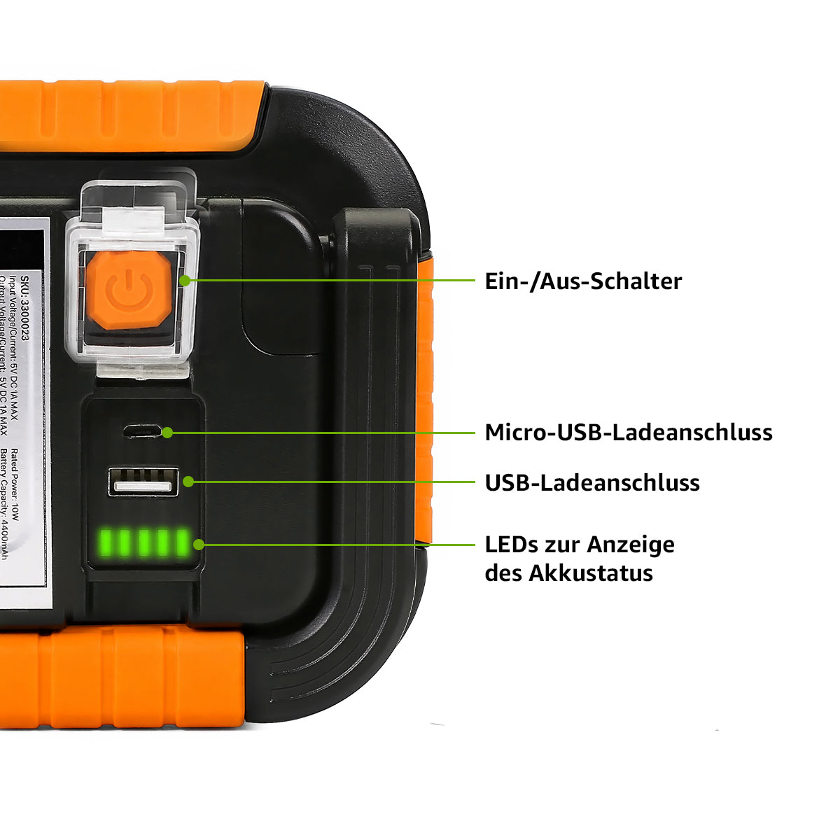 LE Campinglampe Wiederaufladbare Arbeitsleuchte Dimmbar 1000lm, Orange | 10W superhell Baustrahler mit 4400mAh Powerbank, Dimmbar, mit 3 Lichtmodi, für Stromausfällen, Zelt, Camping, Notfall [Energieklasse A]